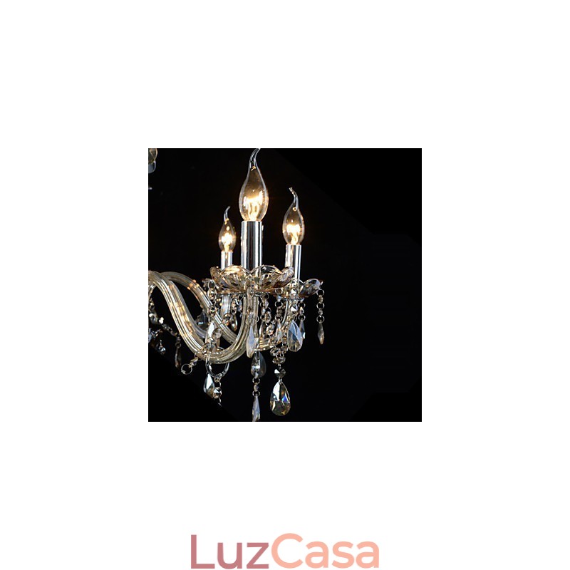 Lustre de cristal de luxo com 8 luzes, cor conhaque, lustre de cristal K9