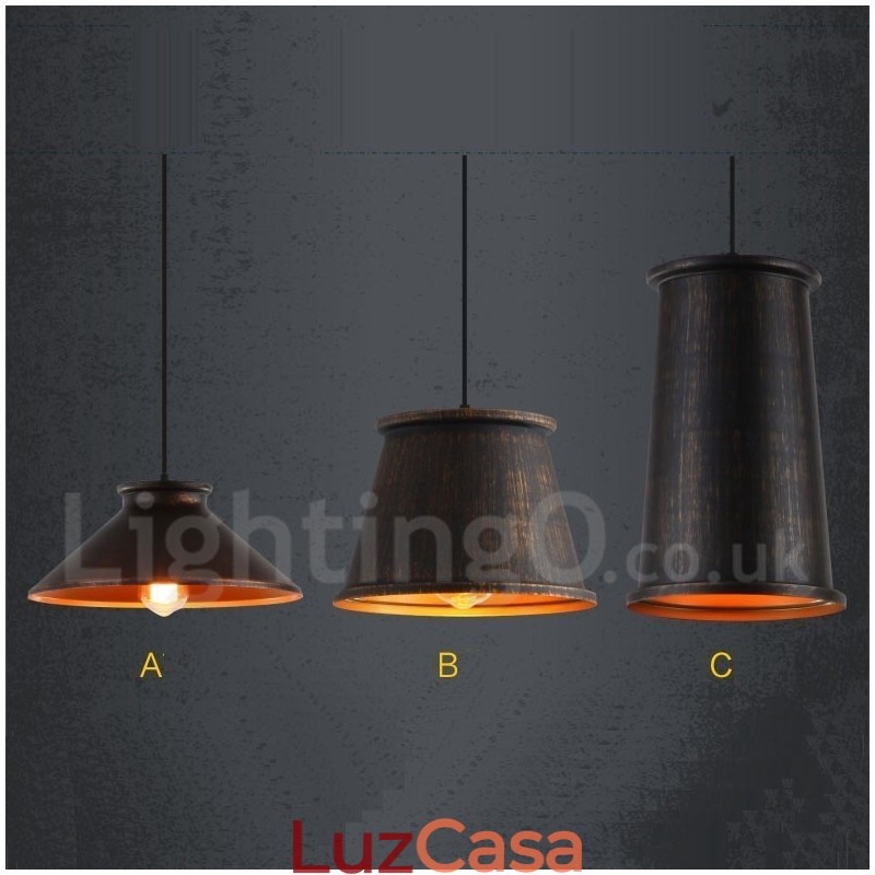 Retro Vintage 1 Luz Metal Pendente Luz