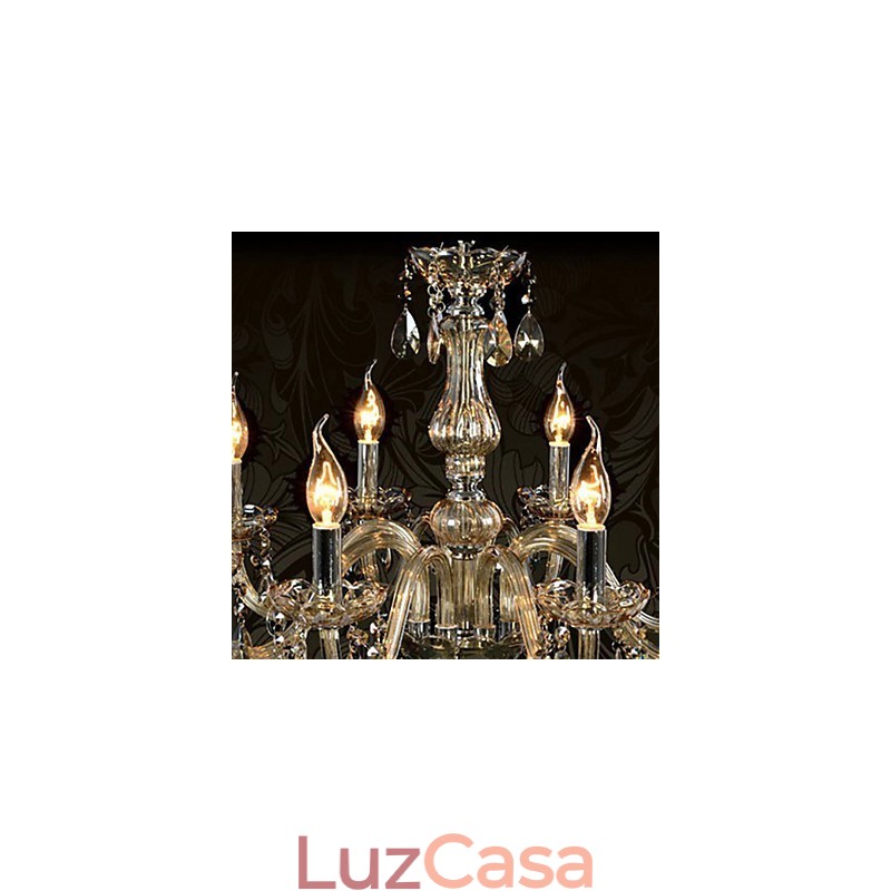 Lustre de cristal de luxo com 8 luzes, cor conhaque, lustre de cristal K9