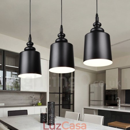 Luminária pendente moderna contemporânea preta com 3 luzes Luminária pendente moderna contemporânea preta com 3 luzes