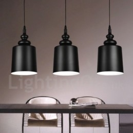 Luminária pendente moderna contemporânea preta com 3 luzes