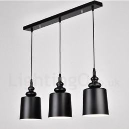 Luminária pendente moderna contemporânea preta com 3 luzes