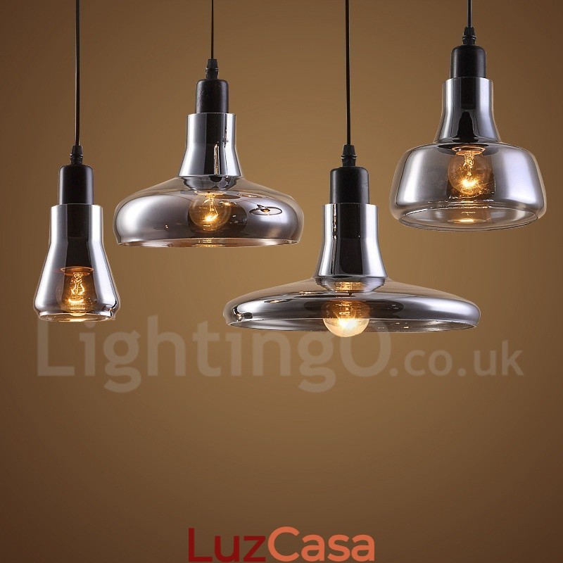 Retro Vintage 1 Luz Pendente Luz com Sombra de Vidro