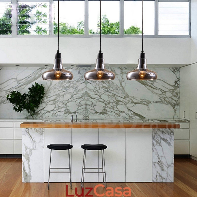 Retro Vintage 1 Luz Pendente Luz com Sombra de Vidro