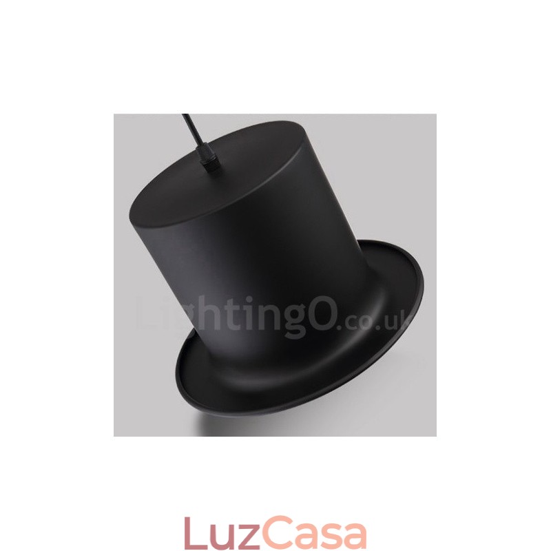 Forma de chapéu de metal preto 1 luz retro vintage pingente luz