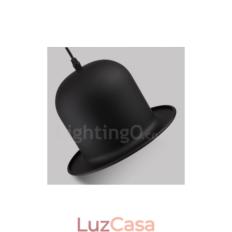 Forma de chapéu de metal preto 1 luz retro vintage pingente luz