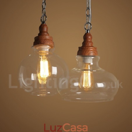 Luminária pendente retrô vintage com abajur de vidro Luminária pendente retrô vintage com abajur de vidro