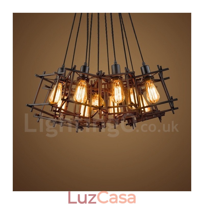 Luminária pendente de metal retrô vintage (vários abajures com um pingente fixo) (selecione a quantidade do abajur abaixo)