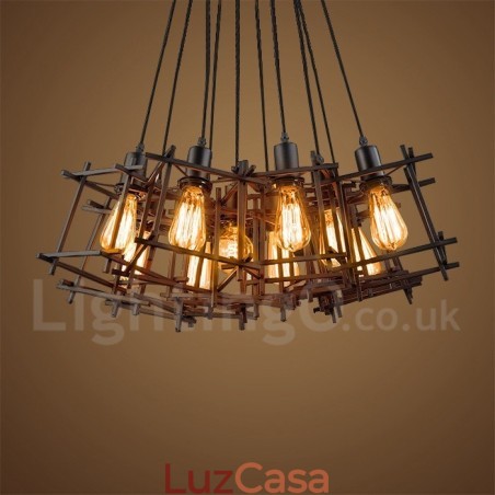 Luminária pendente de metal retrô vintage (vários abajures com um pingente fixo) (selecione a quantidade do abajur abaixo) Luminária pendente de metal retrô vintage (vários abajures com um pingente fixo) (selecione a quantidade do abajur abaixo)