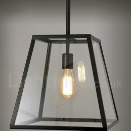 Luminária pendente de metal vintage com cúpula de vidro