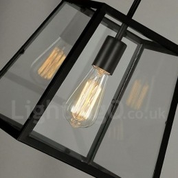 Luminária pendente de metal vintage com cúpula de vidro