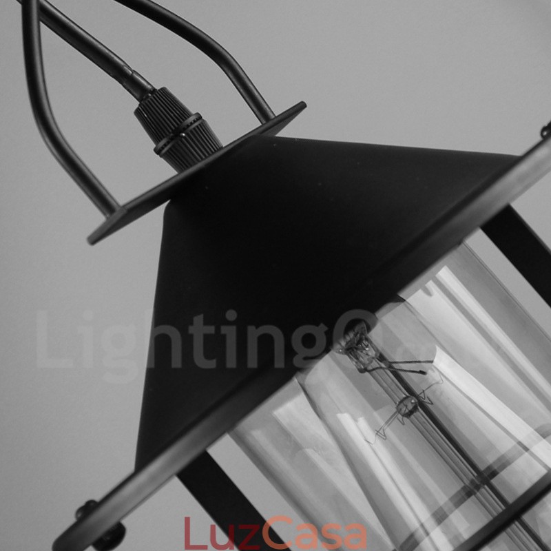 Luminária pendente de metal vintage com cúpula de vidro