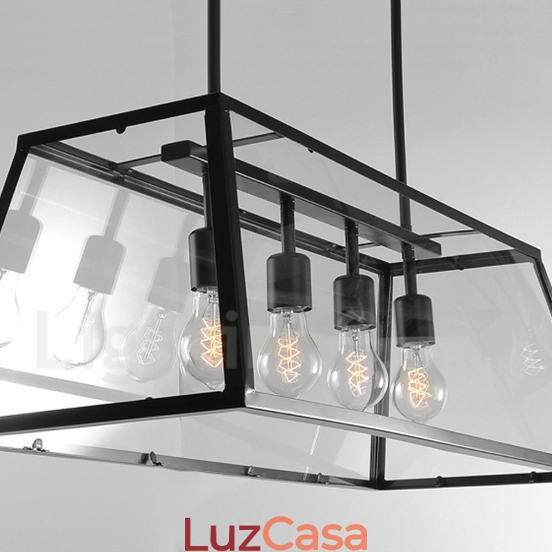 Luminária pendente de metal vintage rústica Lodge com cúpula de vidro