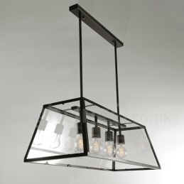 Luminária pendente de metal vintage rústica Lodge com cúpula de vidro