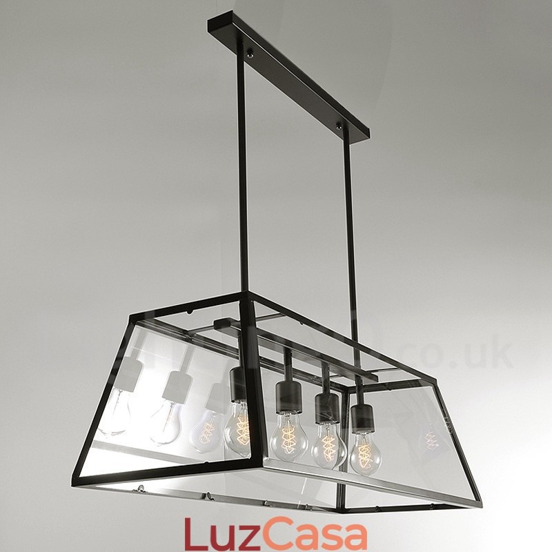 Luminária pendente de metal vintage rústica Lodge com cúpula de vidro