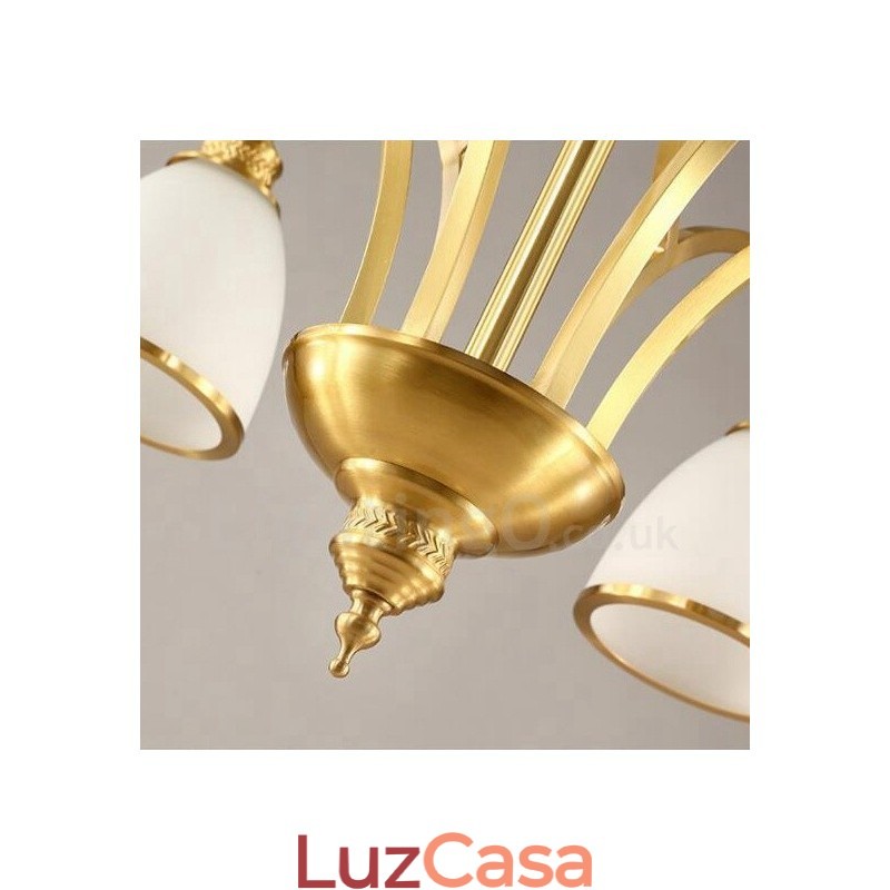 Lustre de cobre integrado de metal rústico com 3 luzes