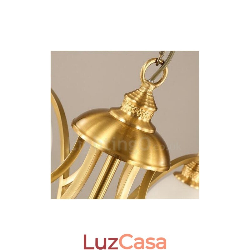 Lustre de cobre integrado de metal rústico com 3 luzes