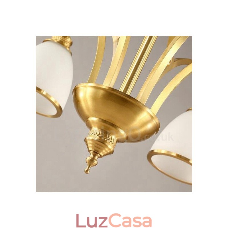Lustre de cobre integrado de metal rústico com 5 luzes
