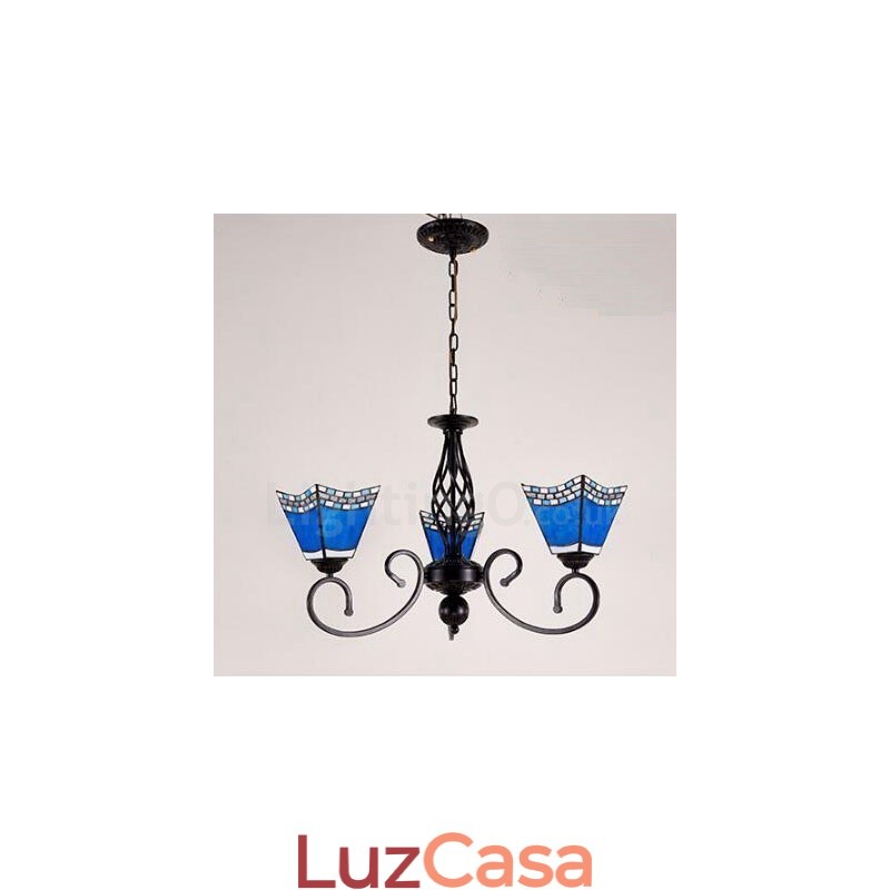 Lustre de metal integrado estilo mediterrâneo de 3 luzes