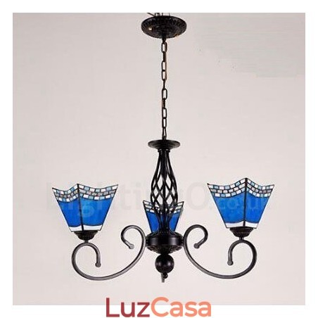 Lustre de metal integrado estilo mediterrâneo de 3 luzes