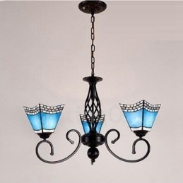 Lustre de metal integrado estilo mediterrâneo de 3 luzes