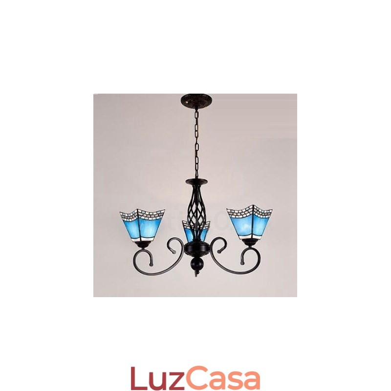 Lustre de metal integrado estilo mediterrâneo de 3 luzes