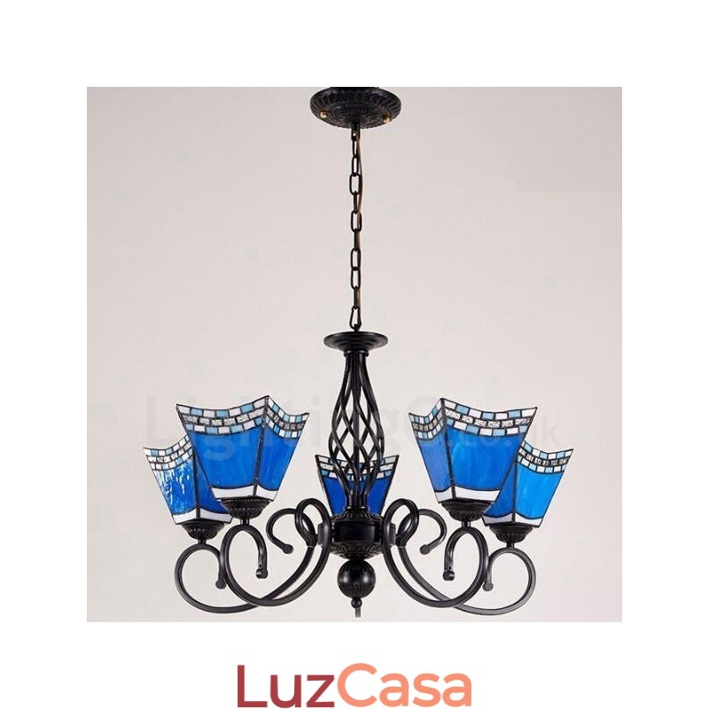 Lustre de metal integrado estilo mediterrâneo de 5 luzes