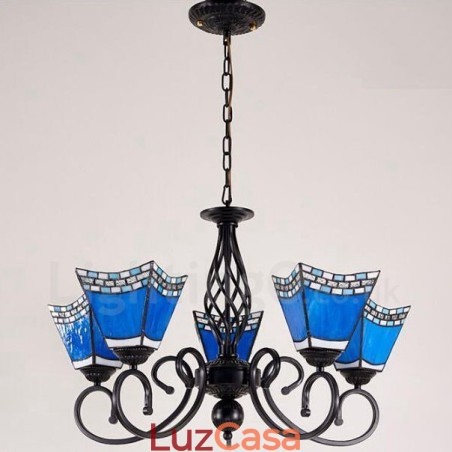 Lustre de metal integrado estilo mediterrâneo de 5 luzes Lustre de metal integrado estilo mediterrâneo de 5 luzes