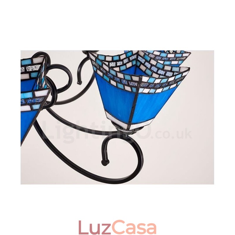 Lustre de metal integrado estilo mediterrâneo de 6 luzes