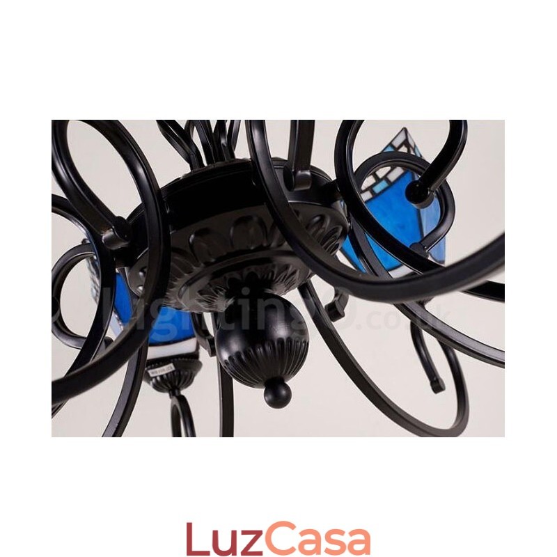 Lustre de metal integrado estilo mediterrâneo de 8 luzes