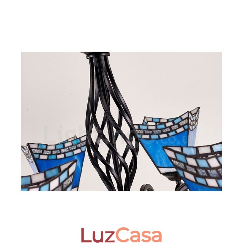 Lustre de metal integrado estilo mediterrâneo de 8 luzes