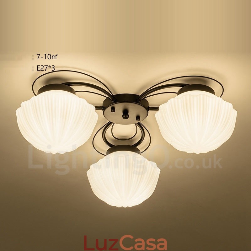 Lustre integrado rústico de 3 luzes
