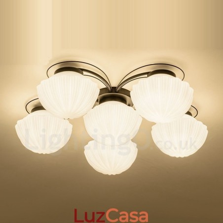 Lustre integrado rústico de 6 luzes