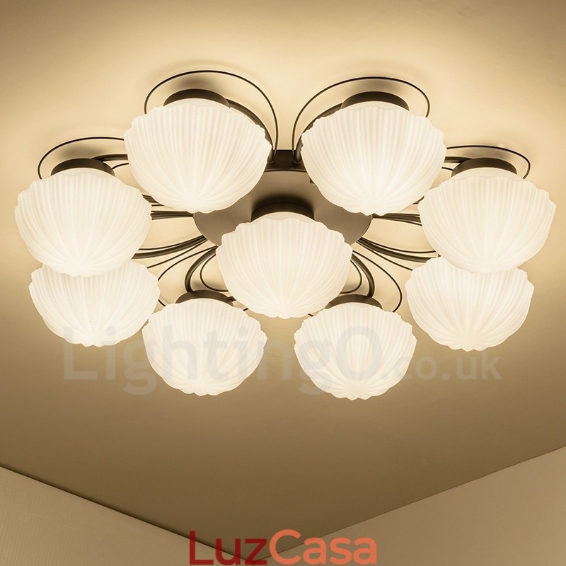 Lustre integrado rústico de 9 luzes