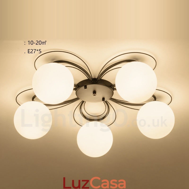Lustre integrado rústico de 5 luzes