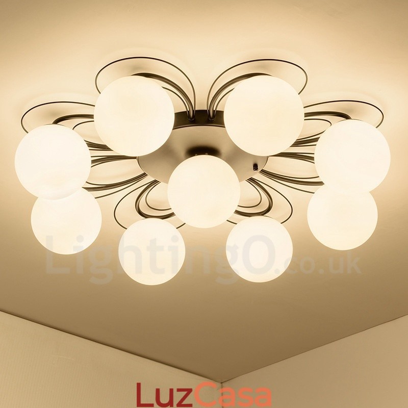 Lustre integrado rústico de 9 luzes