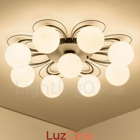 Lustre integrado rústico de 9 luzes