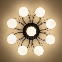 Lustre integrado rústico de 9 luzes