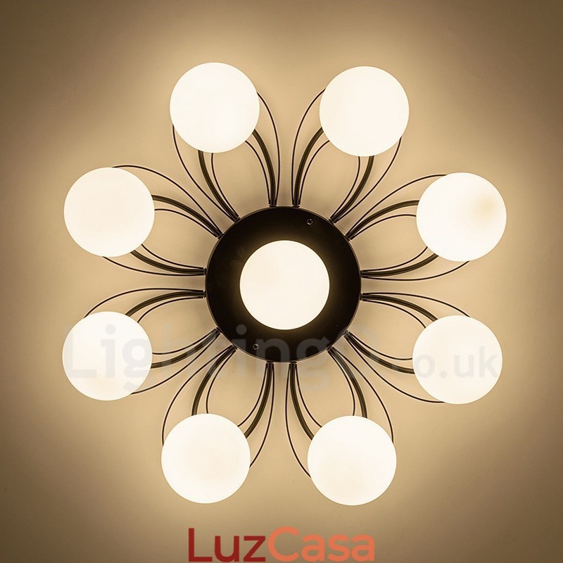 Lustre integrado rústico de 9 luzes