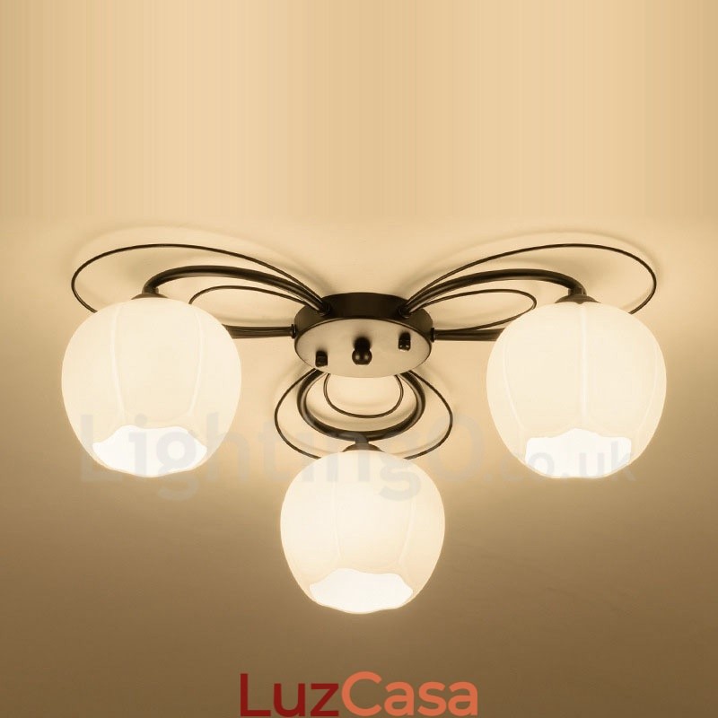 Lustre integrado rústico de 3 luzes