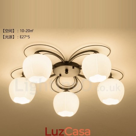 Lustre integrado rústico de 5 luzes Lustre integrado rústico de 5 luzes