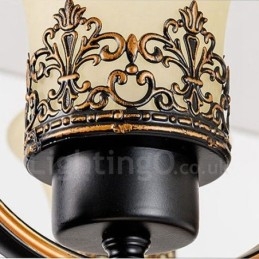 Lustre de metal integrado rústico de 6 luzes