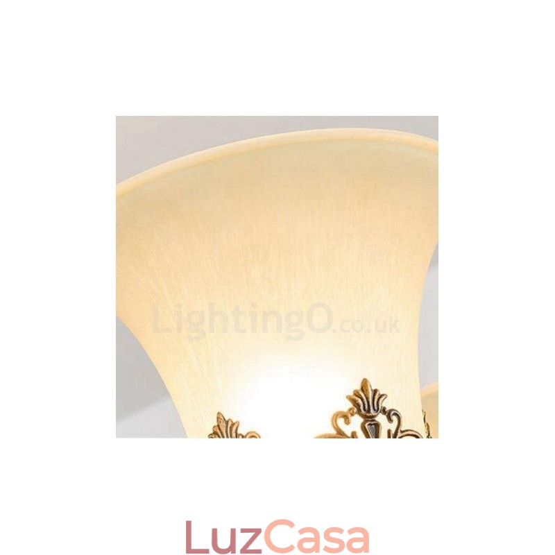 Lustre de metal integrado rústico de 6 luzes