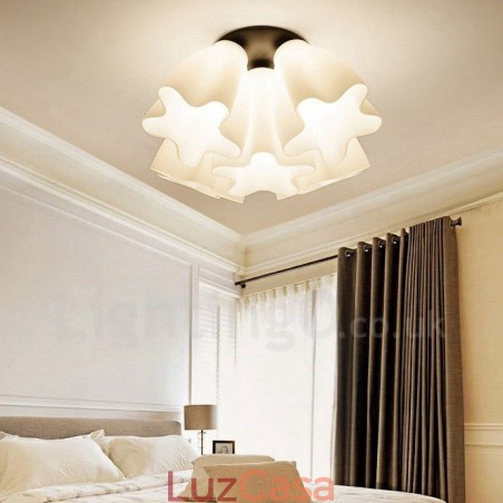 Lustre integrado rústico de 5 luzes