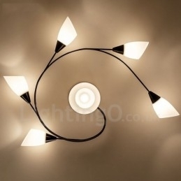 Lustre integrado rústico de 6 luzes com cúpula de vidro