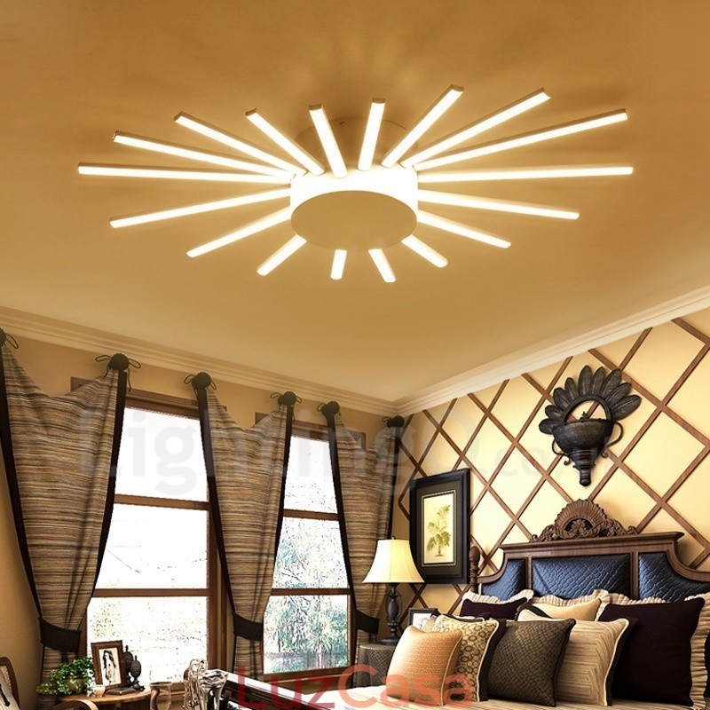 Lustre de metal integrado moderno e contemporâneo de 18 luzes