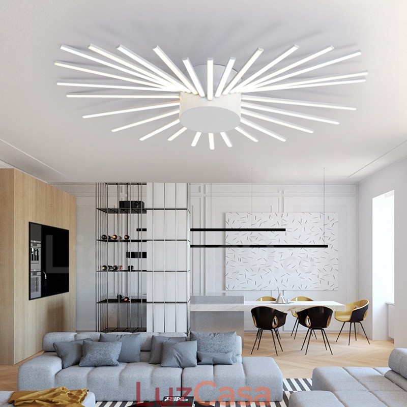 Lustre de metal integrado moderno e contemporâneo de 28 luzes