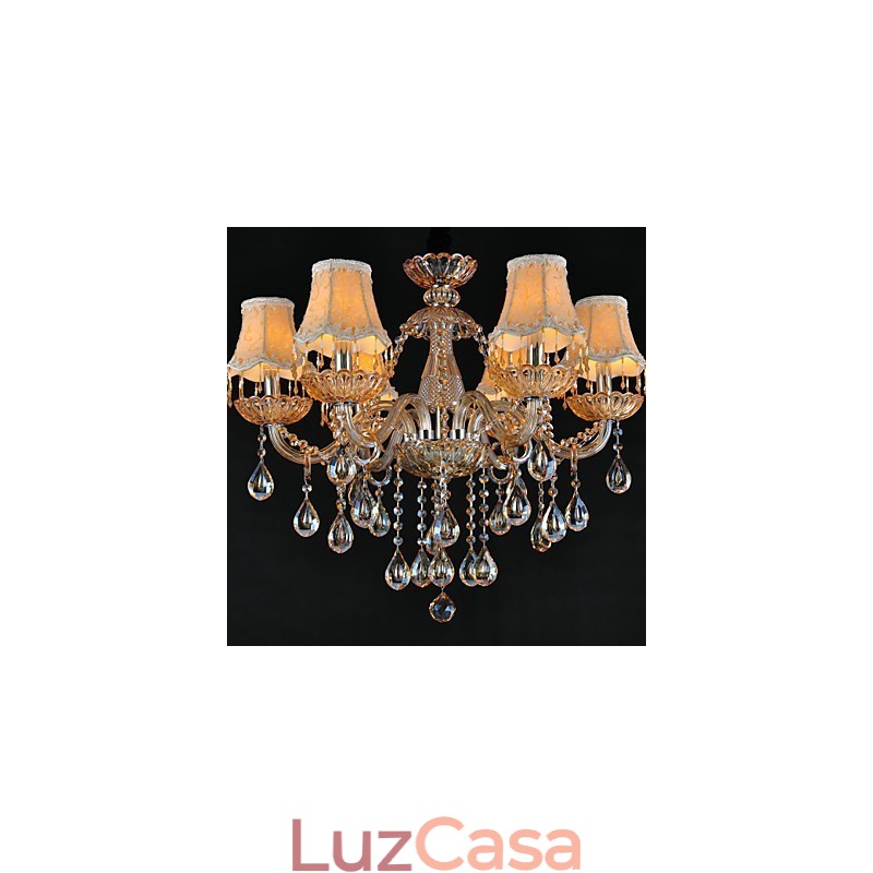 Lustre Cristal Tradicional Clássico Vidro 6 Luzes