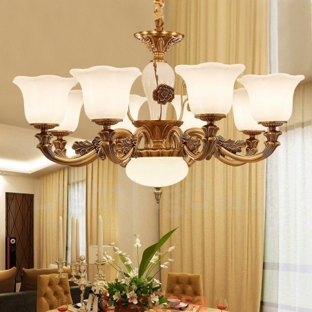 Lustre de luxo integrado clássico tradicional de metal com 8 luzes Lustre de luxo integrado clássico tradicional de metal com 8 luzes