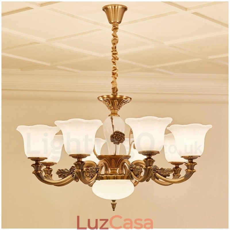 Lustre de luxo integrado clássico tradicional de metal com 8 luzes